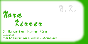 nora kirrer business card